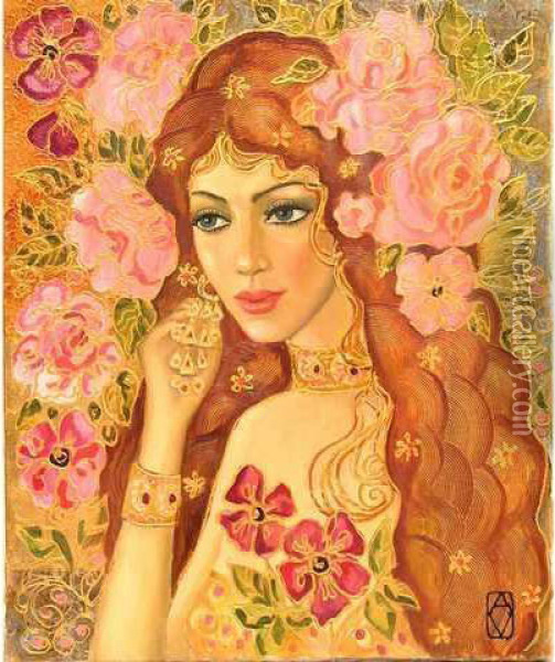 Senteur Des Roses Oil Painting - Alexander Alexandrovich Kiselev