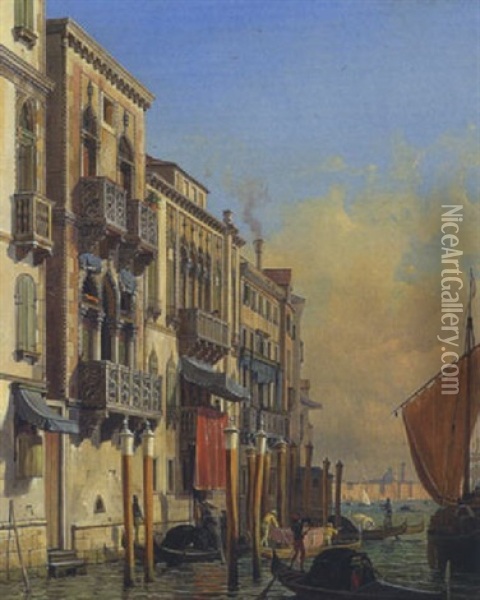 Motiv Aus Venedig (blick Vom Canal Grande Auf S. Geremia?) Oil Painting - Friedrich Nerly
