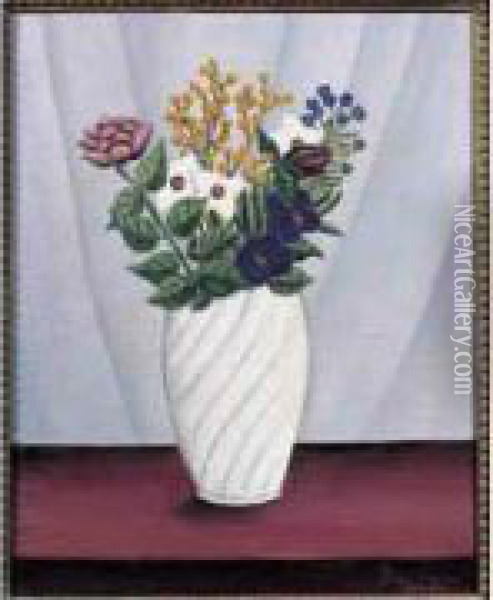 Henri Dit :bouquet De Fleurs Oil Painting - Henri Julien Rousseau