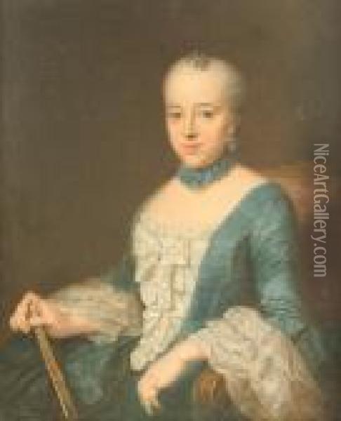 Portrait Der Madame Baronesse De Fick Nee.harszockera - Mannheim Oil Painting - Antoine Pesne
