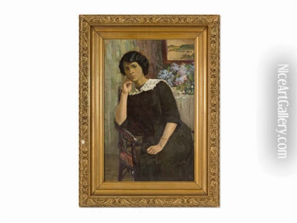 Portrait Of Artist's Wife Oil Painting - Mikhail Vasilievich Nesterov