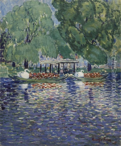 The Swan Boats Oil Painting - George Benjamin Luks