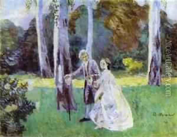 A Walk 1901 Oil Painting - Viktor Elpidiforovich Borisov-Musatov