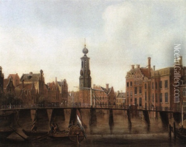 View Of The Munt Tower, Amsterdam Oil Painting - Jan Ekels the Elder