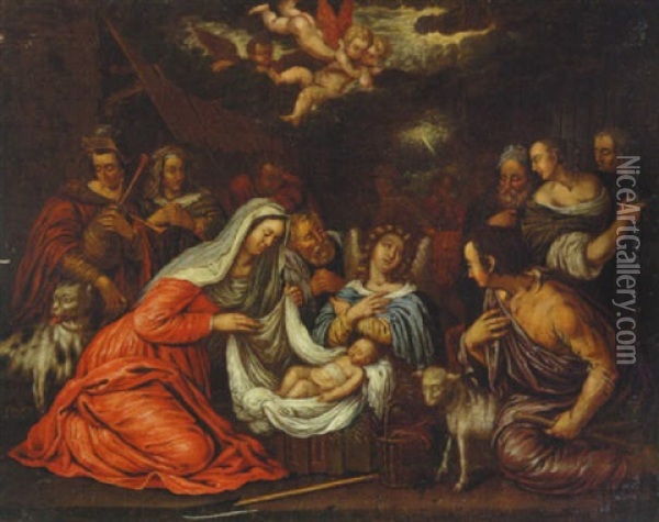 The Adoration Of The Shepherds Oil Painting - Edward Collier