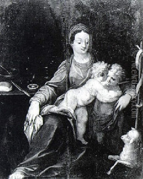 Virgin And Child With The Infant Saint John Oil Painting - Jan Van Balen