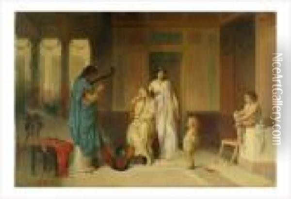 La Musicienne Egyptienne Oil Painting - Pierre Oliver Joseph Coomans