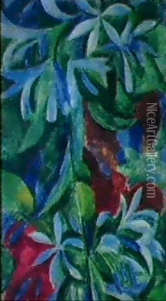 Fleurs Bleues - Amaryllis Oil Painting - Robert Delaunay