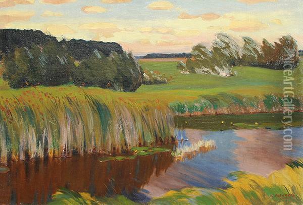 Along The River Bank Oil Painting - Arkadij Alekandrovich Rylov