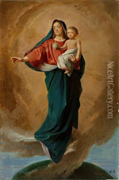 Madonna Mit Kind Oil Painting - Ludwig Glotzle