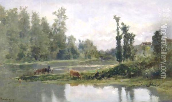 Bord De Riviere Oil Painting - Charles-Francois Daubigny
