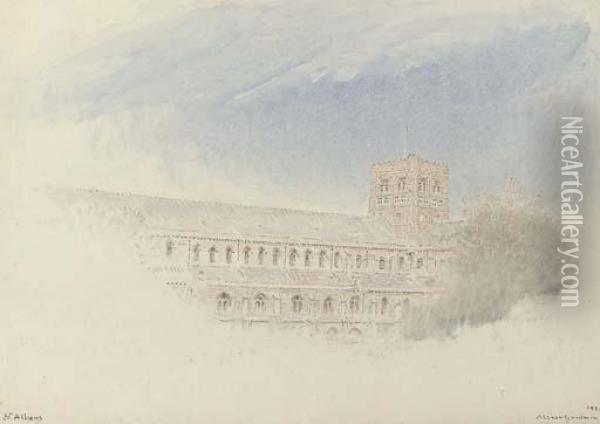 St Albans Cathedral Oil Painting - Albert Goodwin
