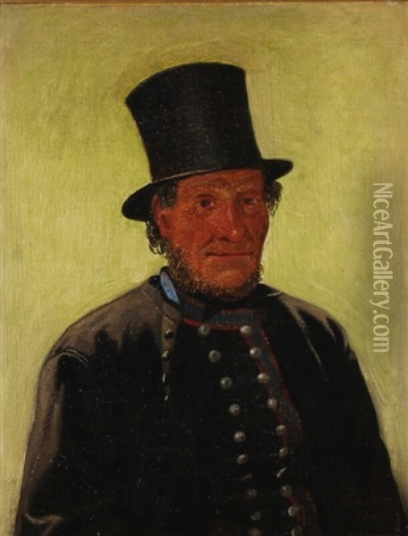 En Gammel Amagerbonde Oil Painting - Johann Julius Exner