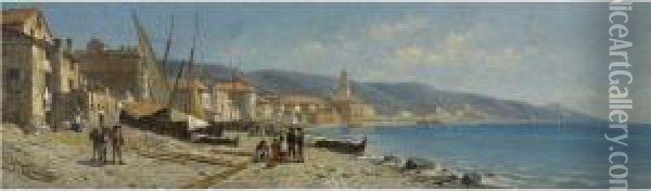 View Of Cogoleto, Liguria Oil Painting - Jacques Carabain