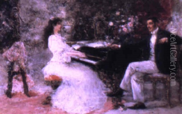 The Private Concert Oil Painting - Juan Pablo Salinas