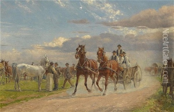 Ungarischer Pferdemarkt Oil Painting - Hermann Reisz