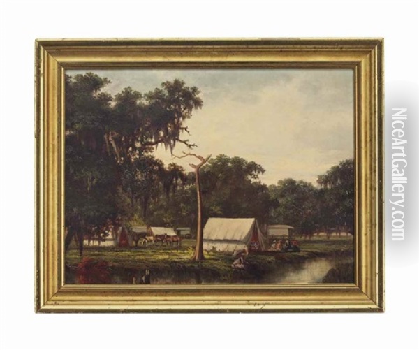 Camp On A Bayou Oil Painting - William Henry Buck