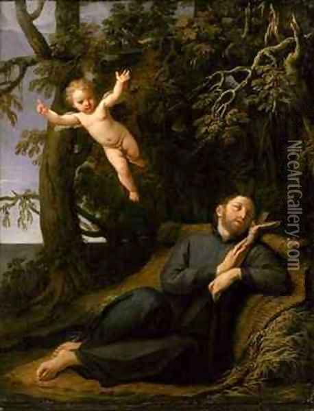St Francis de Sales 1567-1622 in the Desert Oil Painting - Marcantonio Franceschini