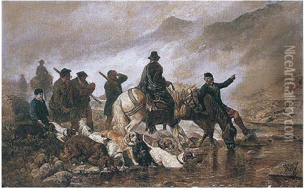 Returning From The Moor Oil Painting - John William Bottomley