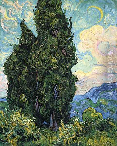 Cypresses Oil Painting - Vincent Van Gogh