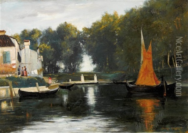 Sommerliche Uferpartie Oil Painting - Alfred Henri Berthoud