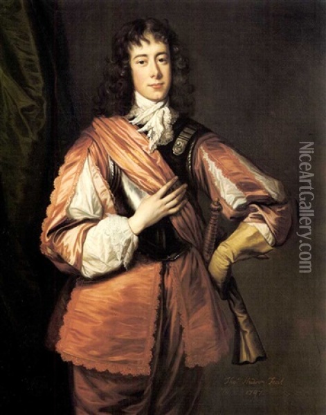 Portrait Of Richard Ray, Three-quarter Length, In Van Dyck Costume Oil Painting - Thomas Hudson