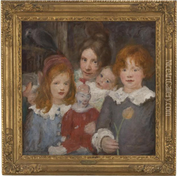Antic Family (scene With Children) Oil Painting - Hans Olaf Heyerdahl