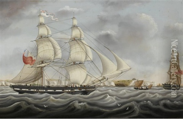 The Ship Mary In Two Positions Off Dover Oil Painting - Miles Walters