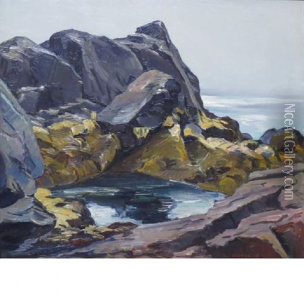 Gull Pond, Monhegan Oil Painting - Abraham Jacob Bogdanove