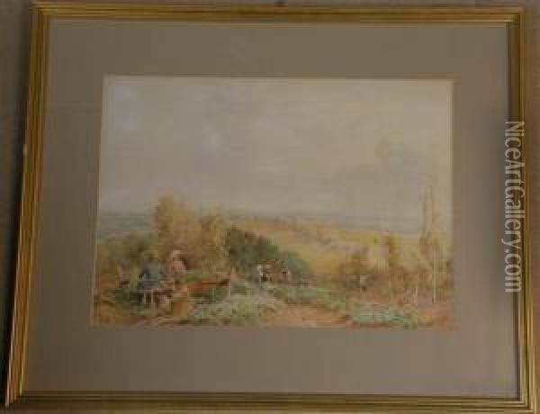 Figures With Horse Andcart Signed And Dated 1909 Oil Painting - John Bates Noel
