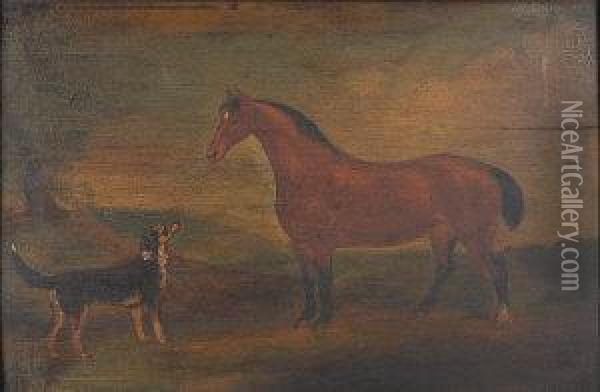 Portraits Of A Horse And Collie Oil Painting - James Howe