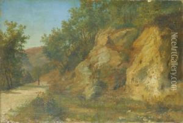 Viale Di Campagna Con Figure Oil Painting - Anthonie Sminck Pitloo