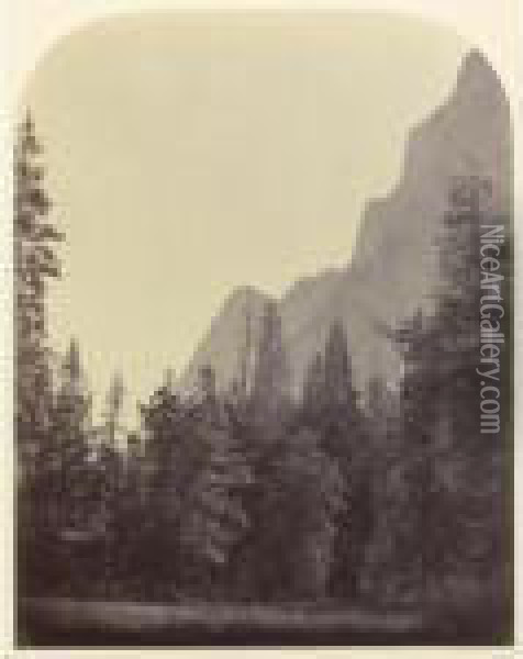 Outline View Of The Half Dome, 4967 Ft., Yosemite Oil Painting - Carleton E. Watkins