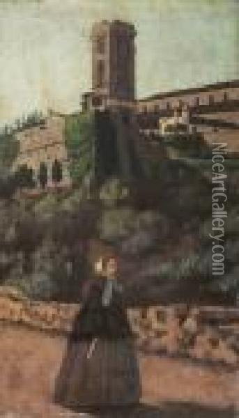 San Miniato Al Monte Oil Painting - Odoardo Borrani
