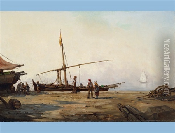 Hafen Mit Figurenstaffage Oil Painting - Paul Bistagne