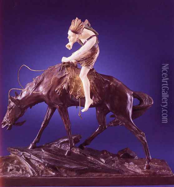 Indian On Horseback Oil Painting - Edouard Drouot
