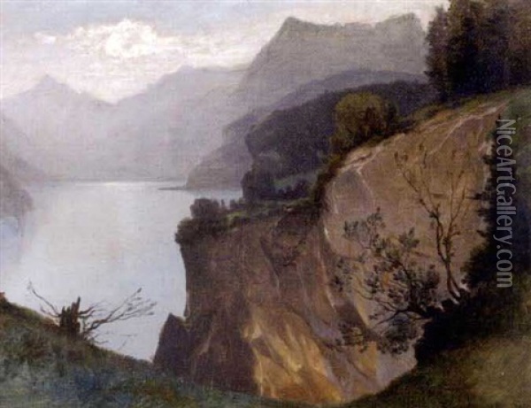 Lac Des Quatre-cantons Oil Painting - Gustave Eugene Castan
