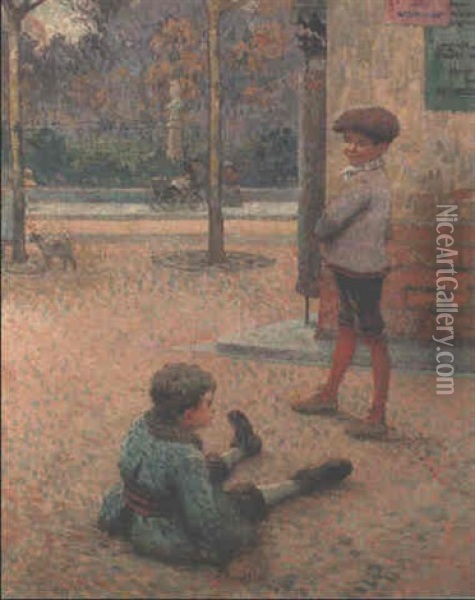 Enfants Dans La Rue Oil Painting - Claude Emile Schuffenecker