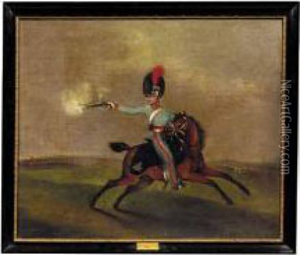 Portrait Of An Officer Of The Surrey Yeomanry Cavalry Oil Painting - Augustus S. Boult