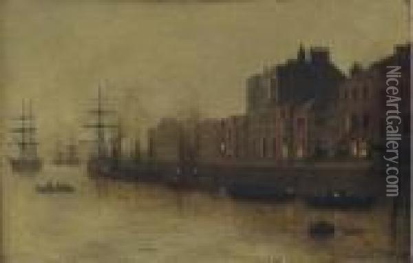 A Fishing Harbour Oil Painting - Arthur E. Grimshaw