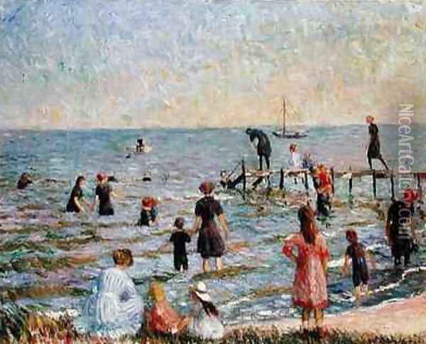 Bathing at Bellport Long Island Oil Painting - William Glackens