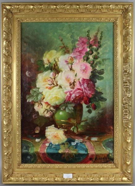 Vase De Fleurs Oil Painting - Modeste (Max) Carlier
