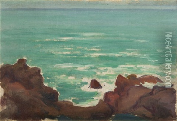 Seashore Oil Painting - Wladyslaw Slewinski