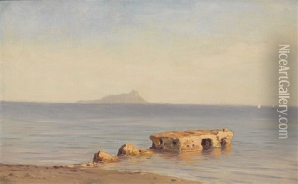 Blick Auf Capri Oil Painting - Michael Haubtmann