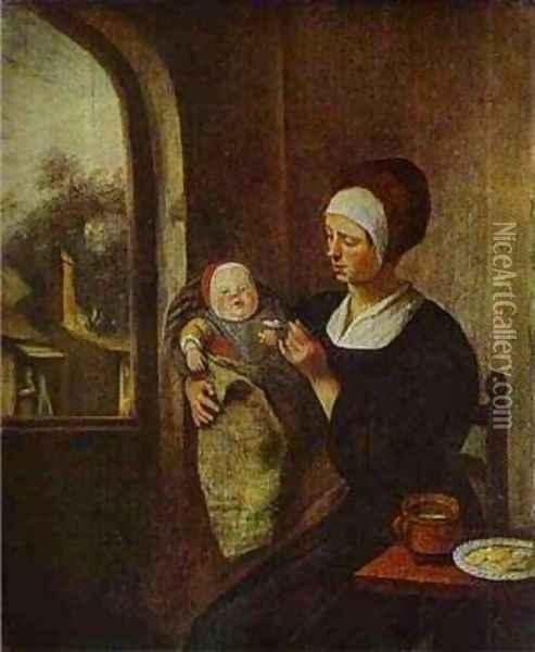 Mother And Child Oil Painting - Jan Steen