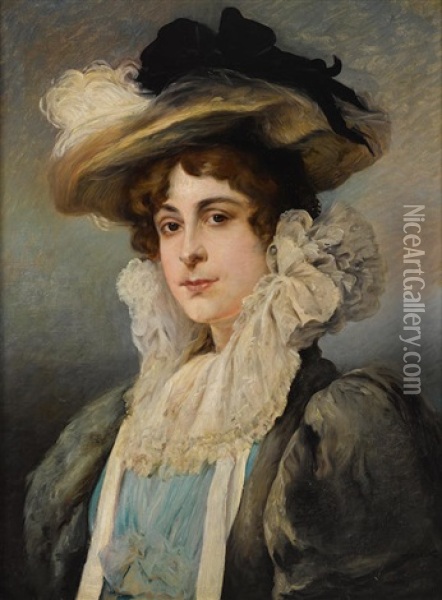 A Portrait Of A Lady Oil Painting - Vaclav Brozik
