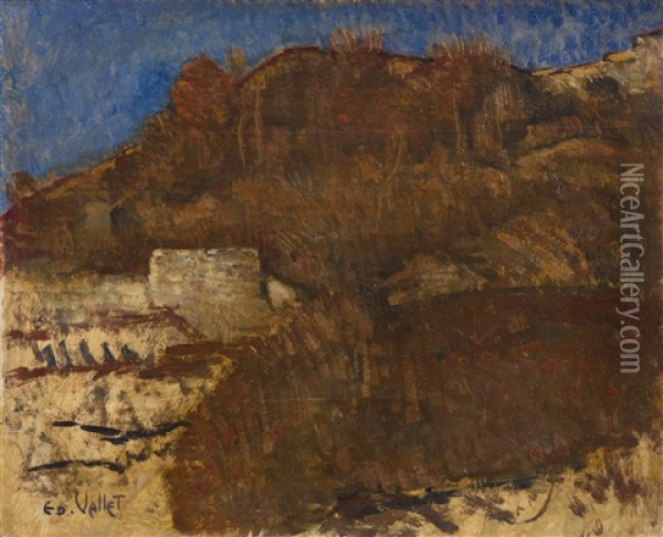 Vignes Et Remparts, Etude, 1923 Oil Painting - Edouard (Eugene Francois) Vallet