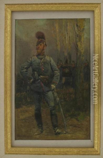  Officier D'un Regiment De Ligne Bavarois  Oil Painting - Jean Baptiste Edouard Detaille