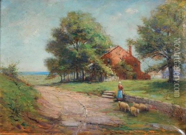 Woman On Country Lane Oil Painting - Karl Kappes