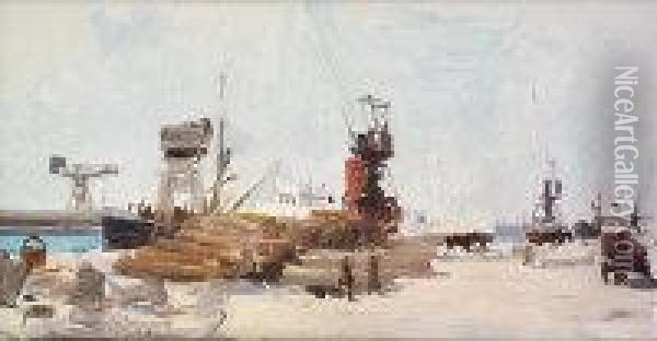 Dublin Docks Oil Painting - Dermod William O'Brien